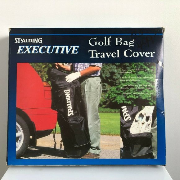 Spalding Executive Golf Bag Travel Cover - Black with side pocket for shoes - Picture 1 of 4